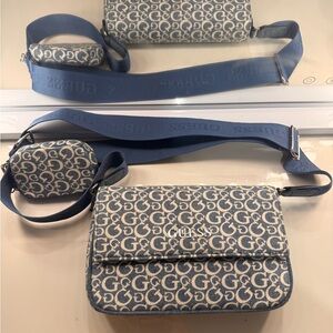 GUESS denim Blue and White Women's Bag